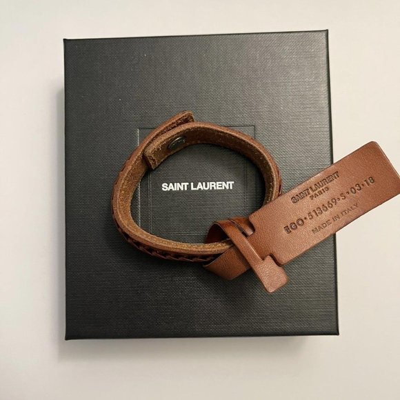 Saint Laurent Paris YSL Leather Bracelet - Picture 1 of 4